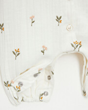 Combinaison longue en gaze de coton Brod&eacute;e fleurs  Natalys