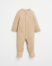 Grenouillère en nid d'abeille brodée Coloris camel Natalys