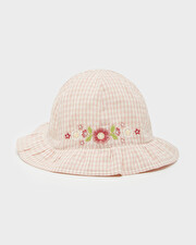 Chapeau en vichy brodé Coloris craie Natalys