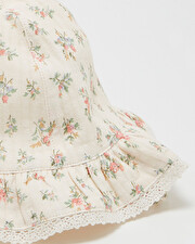 Chapeau imprim&eacute; fleurs Coloris craie  Natalys