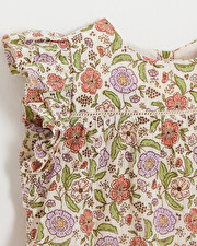 Blouse enfant imprimé fleurs A rayures lurex Natalys