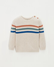 Pull enfant rayé en coton Coloris naturel chiné Natalys