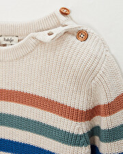 Pull enfant rayé en coton Coloris naturel chiné Natalys