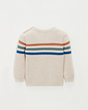 Pull enfant rayé en coton Coloris naturel chiné Natalys