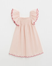 Robe enfant en vichy brodée Coloris craie Natalys