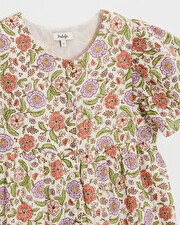 Combinaison enfant imprim&eacute;e fleurs A rayures lurex  Natalys