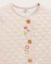 Veste enfant brodée matelassée Vichy coloris craie Natalys