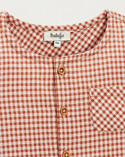 Chemise manches courtes Vichy coloris beige clair Natalys
