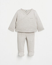 Ensemble en coton brodé Coloris beige chiné Natalys