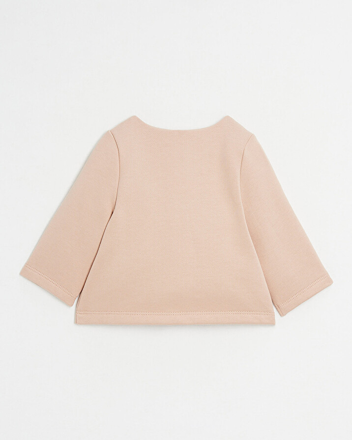 Cardigan en molleton brodé Bonheur Coloris bois de rose Natalys