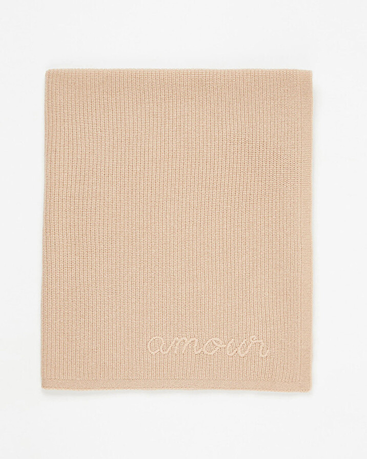 Couverture en laine Mérinos Coloris camel Natalys