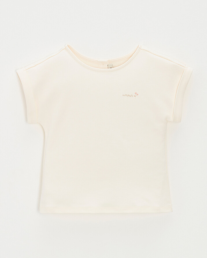 Tee-shirt enfant manches courtes Brodé coloris craie Natalys
