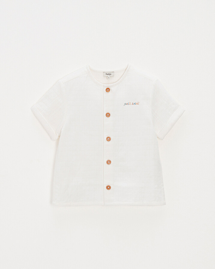 Chemise enfant manches courtes brodée Coloris écru Natalys