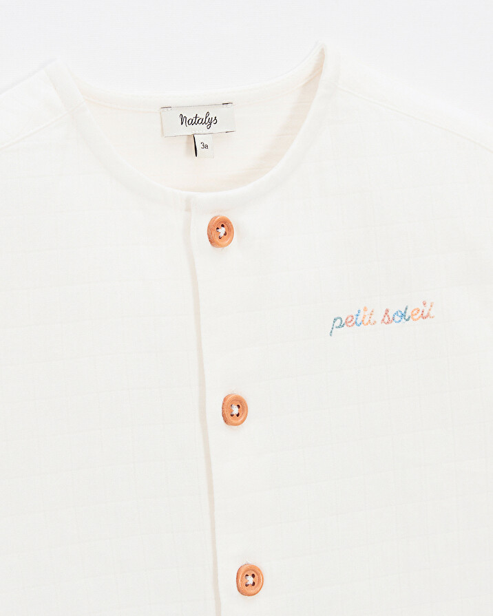Chemise enfant manches courtes brodée Coloris écru Natalys