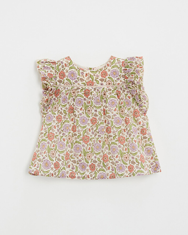 Blouse enfant imprimé fleurs A rayures lurex Natalys
