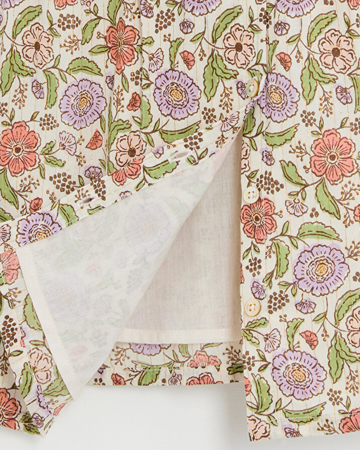 Blouse enfant imprimé fleurs A rayures lurex Natalys