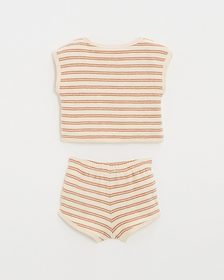 Pyjama 2 pièces en éponge Rayures coloris écru Natalys