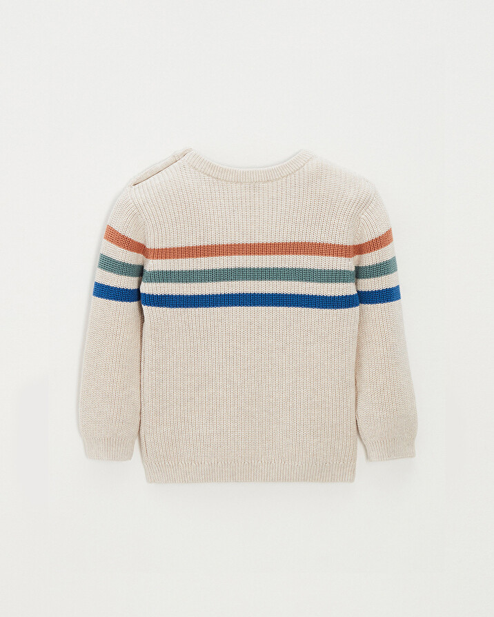 Pull enfant rayé en coton Coloris naturel chiné Natalys