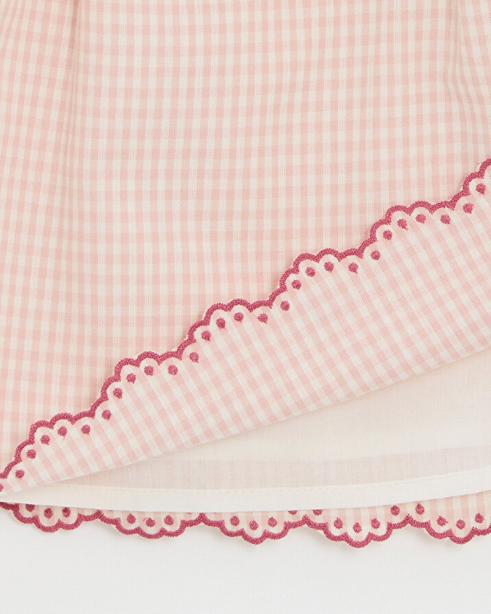 Robe enfant en vichy brodée Coloris craie Natalys
