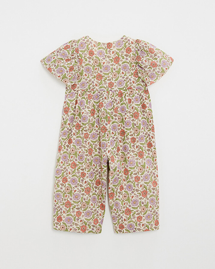 Combinaison enfant imprim&eacute;e fleurs A rayures lurex  Natalys