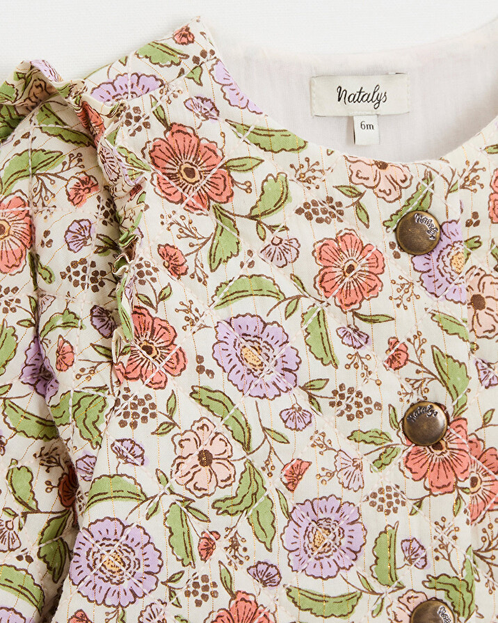 Veste matelass&eacute;e Imprim&eacute; fleurs rayures lurex  Natalys