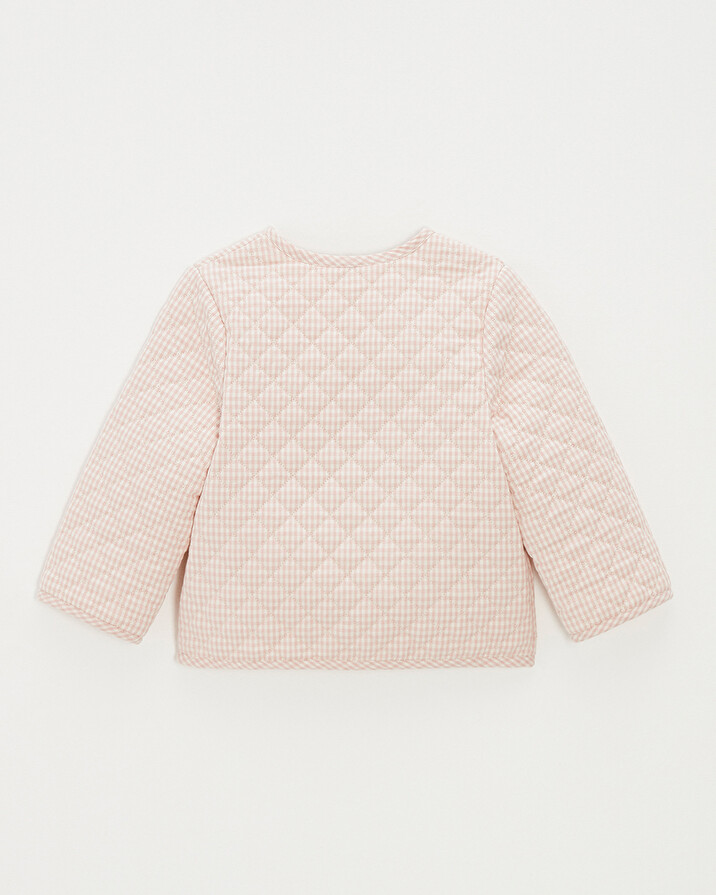 Veste enfant brodée matelassée Vichy coloris craie Natalys