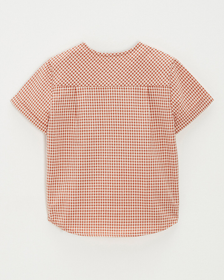 Chemise enfant manches courtes Vichy coloris beige clair Natalys
