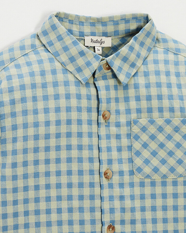 Chemise enfant à carreaux Coloris bleu Natalys