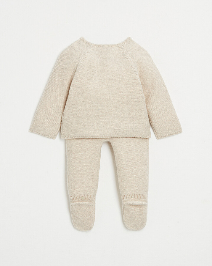 Ensemble en laine Mérinos Coloris beige chiné Natalys