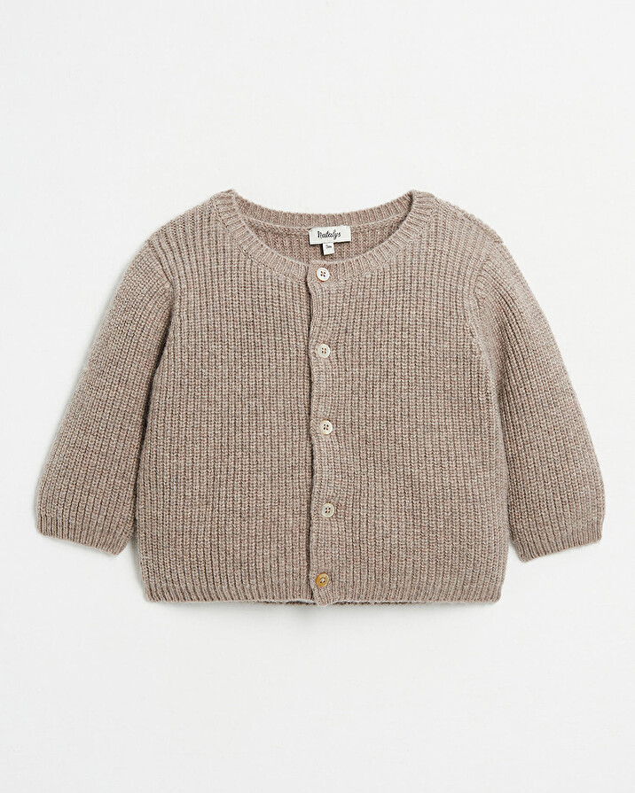 Gilet en laine Mérinos Coloris marron chiné Natalys