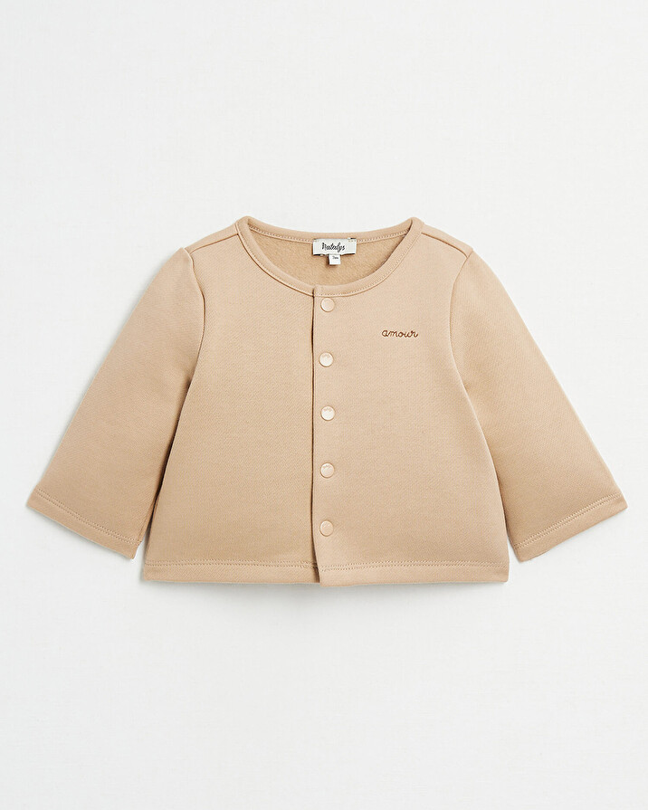Gilet en molleton brodé Coloris camel Natalys