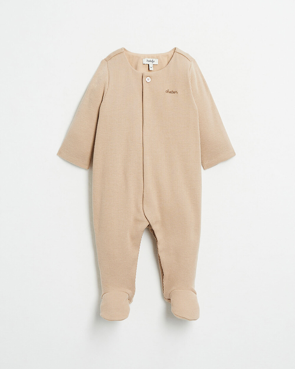 Grenouillère brodée chaton Coloris camel Natalys