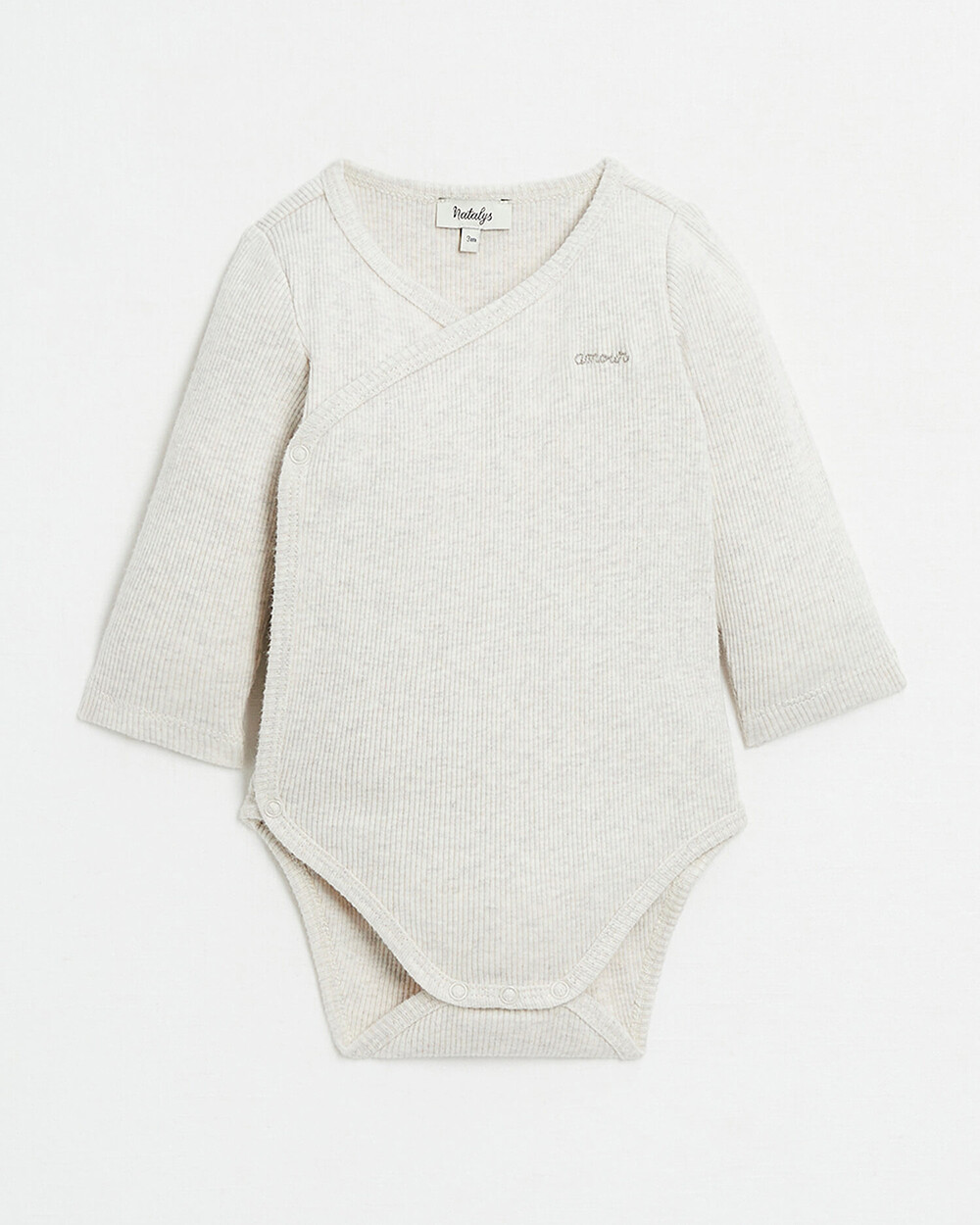 Body croisé brodé Amour Coloris beige chiné Natalys