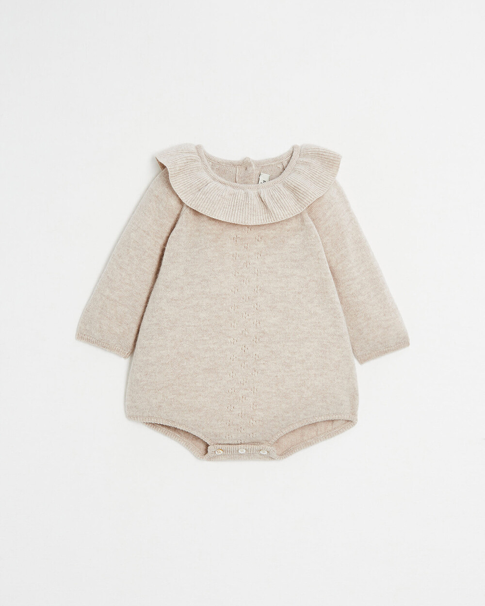 Barboteuse en laine Mérinos Coloris beige chiné Natalys