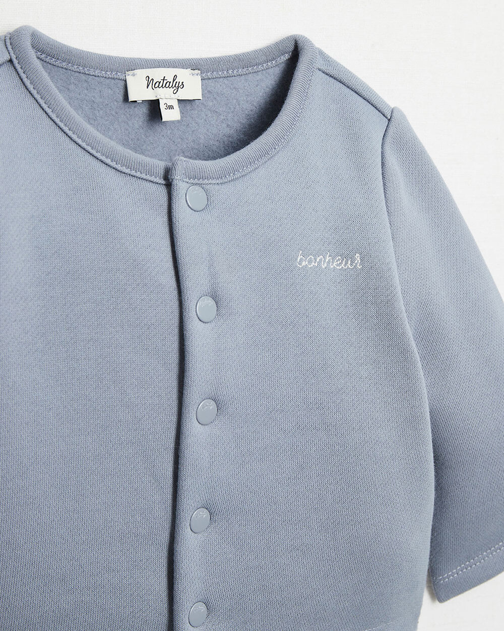 Gilet brodé en molleton Coloris bleu gris Natalys