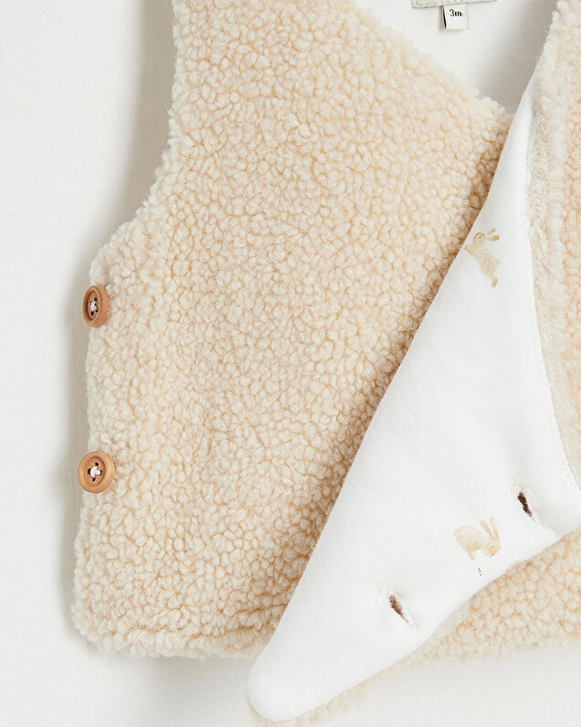 Gilet croisé imitation fourrure Coloris naturel  Natalys