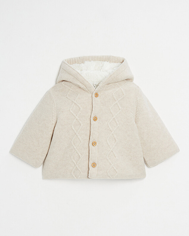 Veste en tricot doublée Coloris beige chiné Natalys