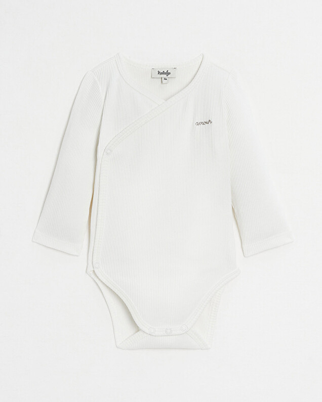 Body croisé brodé Amour Coloris écru  Natalys