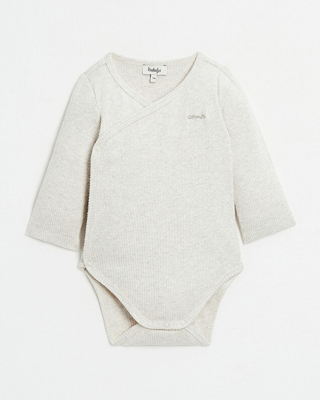 Body croisé brodé Amour Coloris beige chiné  Natalys