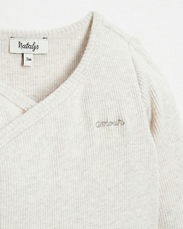 Body croisé brodé Amour Coloris beige chiné  Natalys