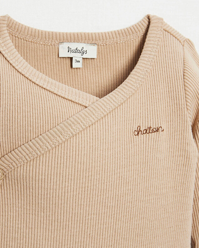 Body croisé brodé Chaton Coloris camel  Natalys