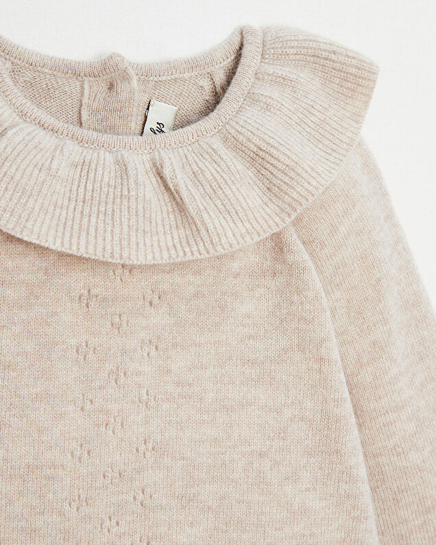 Barboteuse en laine Mérinos Coloris beige chiné  Natalys