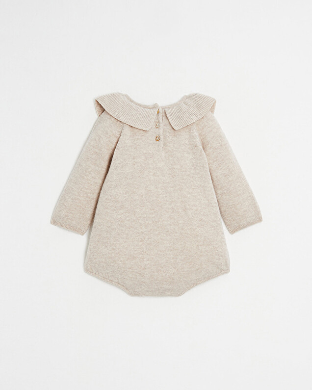 Barboteuse en laine Mérinos Coloris beige chiné  Natalys