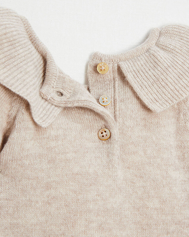 Barboteuse en laine Mérinos Coloris beige chiné  Natalys