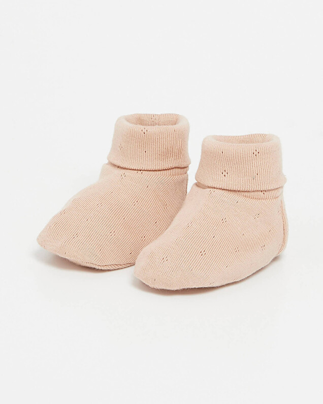 Chaussons ajourés en coton Coloris bois de rose Natalys