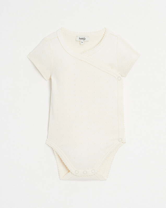 Body croisé fantaisie manches courtes Coloris craie Natalys