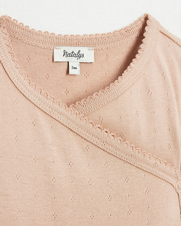 Body croisé fantaisie manches courtes Coloris bois de rose Natalys