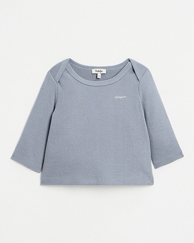 Tee-shirt manche longue Coloris bleu gris Natalys