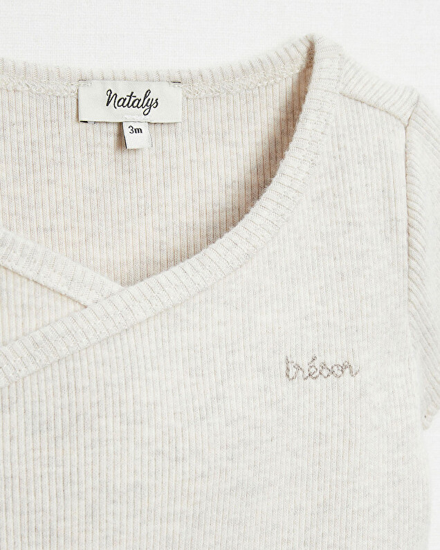 Body croisé brodé Trésor Coloris beige chiné Natalys