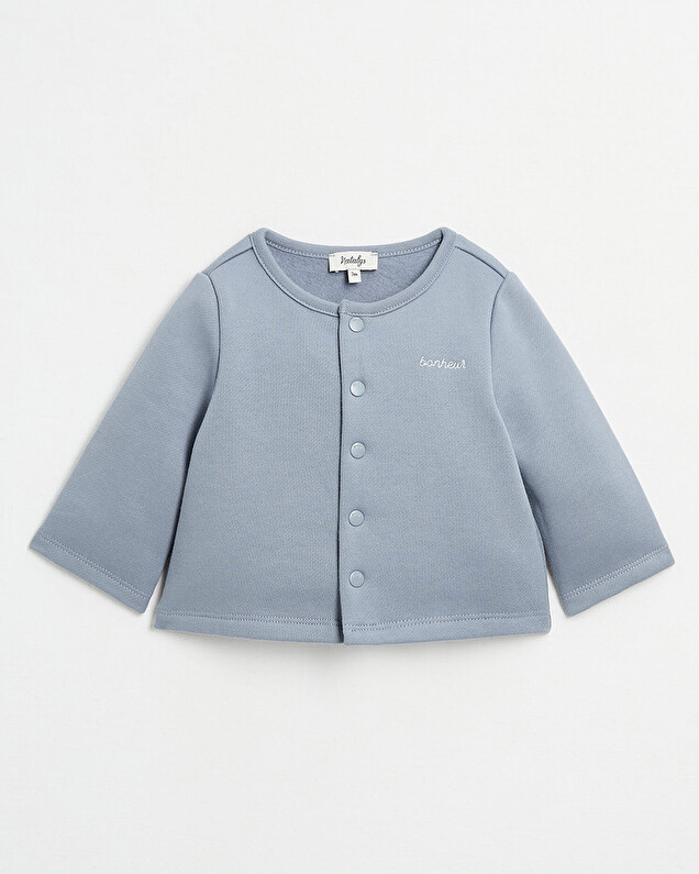 Gilet brodé en molleton Coloris bleu gris  Natalys